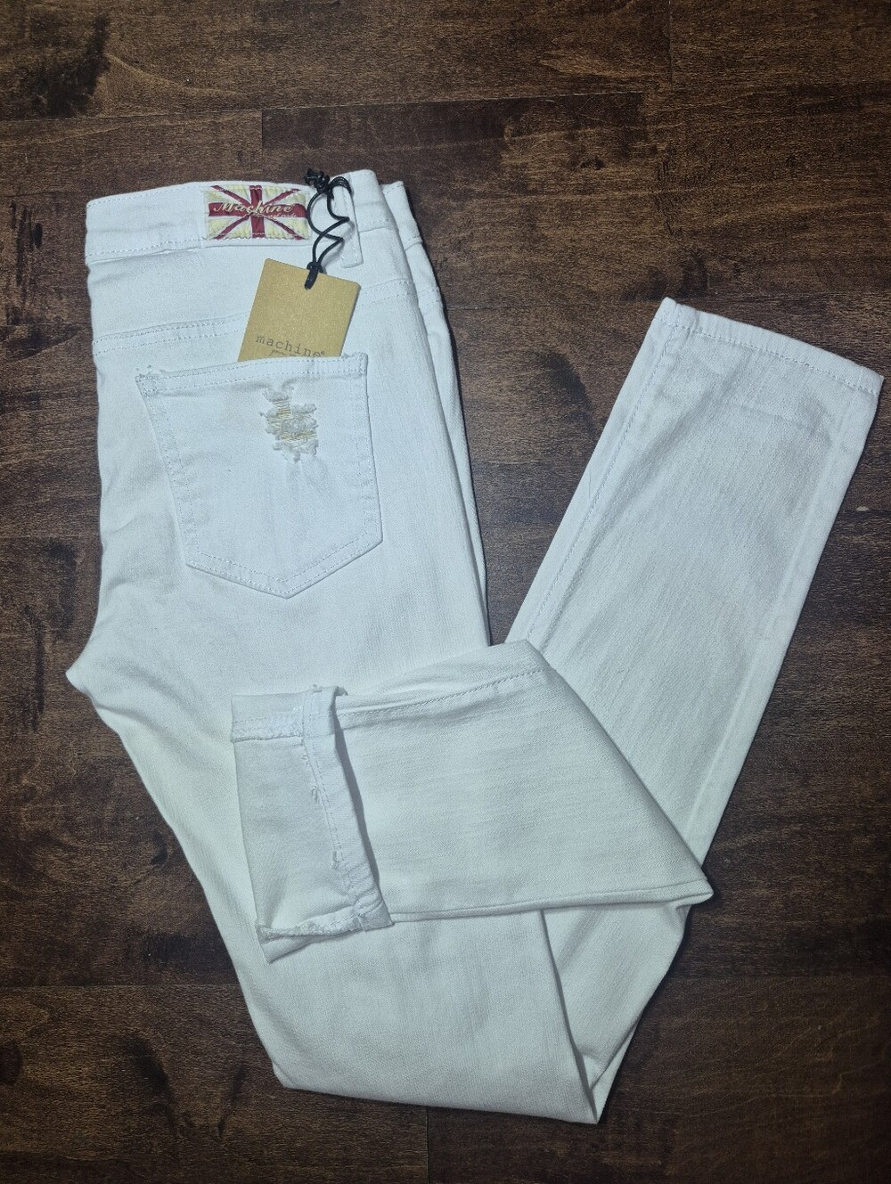 NWT 2012 Deadstock Machine Jeans White Distressed Skinny Jeans